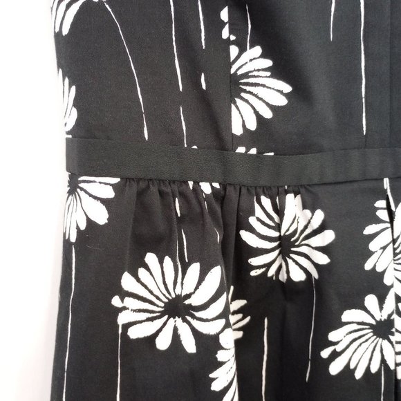 Talbots Black & White Daisy Print Fit and Flare Dress - Picture 5 of 10